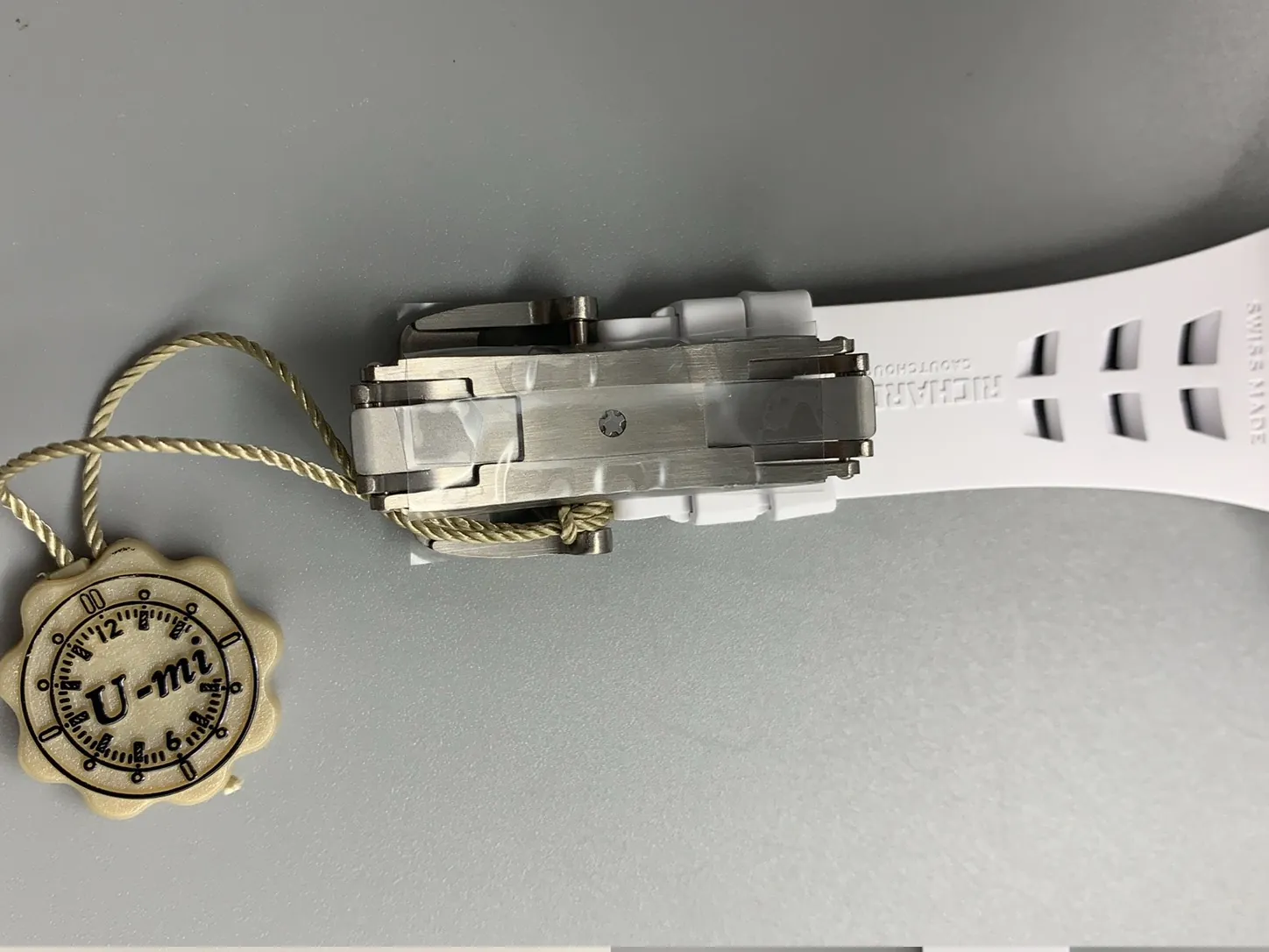 UMI Richard Mille Replica RM 055 White Strap Skeleton Watch Titanium Clasp Premium Edition