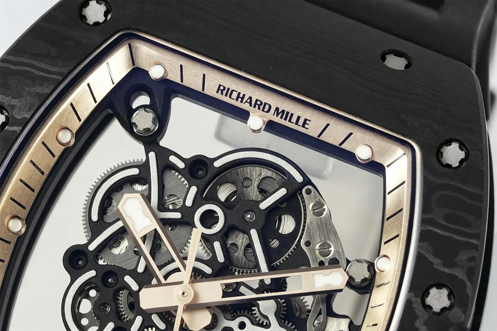 Richard Mille RM055 Carbon Fiber Black Skeleton Dial Detail View
