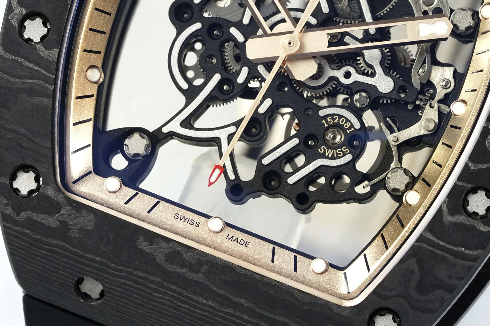 Richard Mille RM055 Carbon Fiber Black Skeleton Dial Macro Detail View