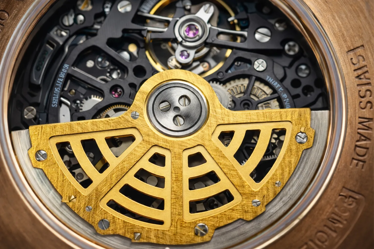 Richard Mille RM 63-01 movimento automatico scheletrato dettaglio cassa in oro rosa