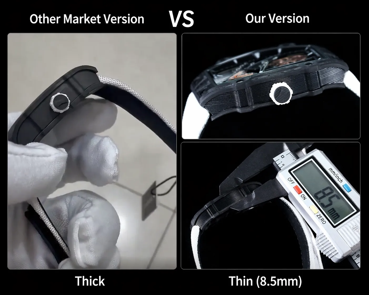 Richard Mille RM 27-05 thickness comparison: 12mm vs 8.5mm