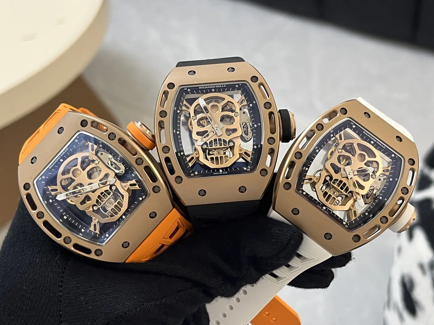 Richard Mille RM 052 Tourbillon Skull Flera färger av gummirem finns tillgängliga