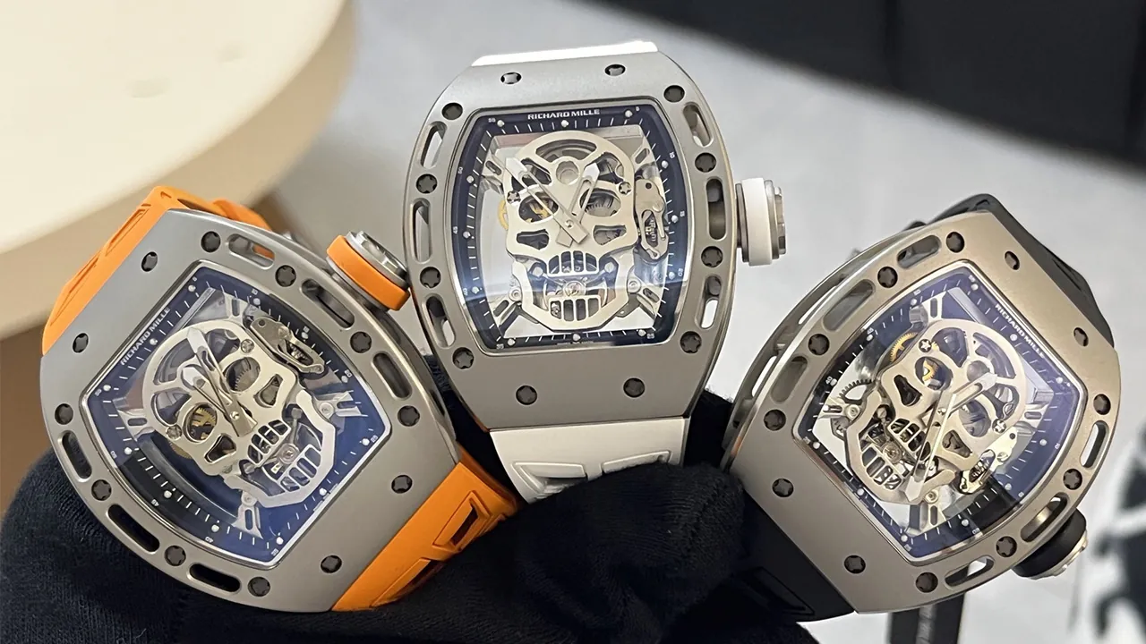 Richard Mille RM 052 Skull Super Clone three color variants with titanium case