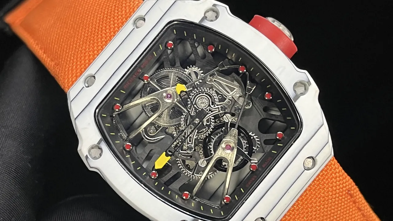 Richard Mille RM 27-02 Raging Bull replica, orange strap, skeleton dial