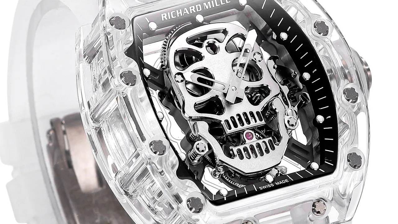 Replica Richard Mille RM 052 Sapphire Crystal Tourbillon with dramatic skull skeleton dial