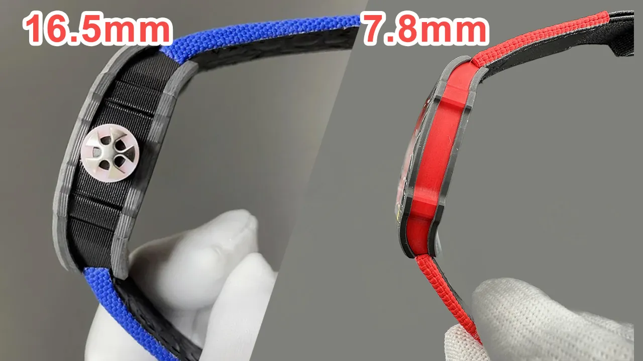 RM 67-02 Super Clone Ultra Thin 7.8mm vs Regular 16.5mm Thickness Comparison