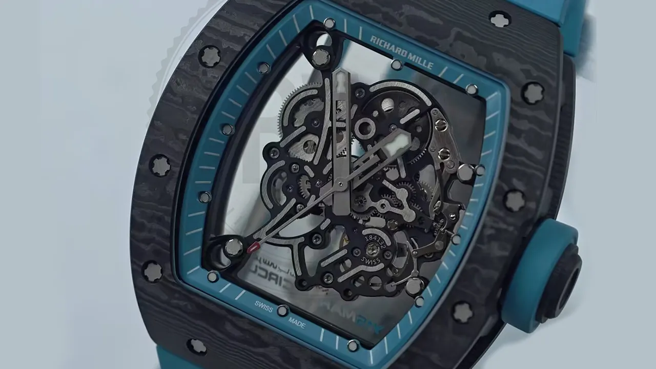 Richard Mille RM 055 Yas Marina Circuit Carbon Tiffany Blue NTPT Super Clone - skeleton dial