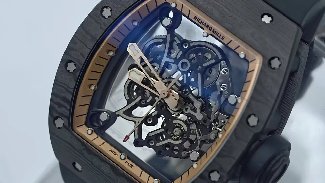 Richard Mille RM 055 Bubba Watson NTPT Carbon Rose Gold Skeleton Dial Super Clone