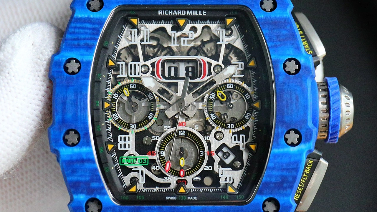 Richard Mille RM 11-03 Jean Todt Limited Edition Replica Watch - Blue Quartz Fiber Skeleton Chronograph