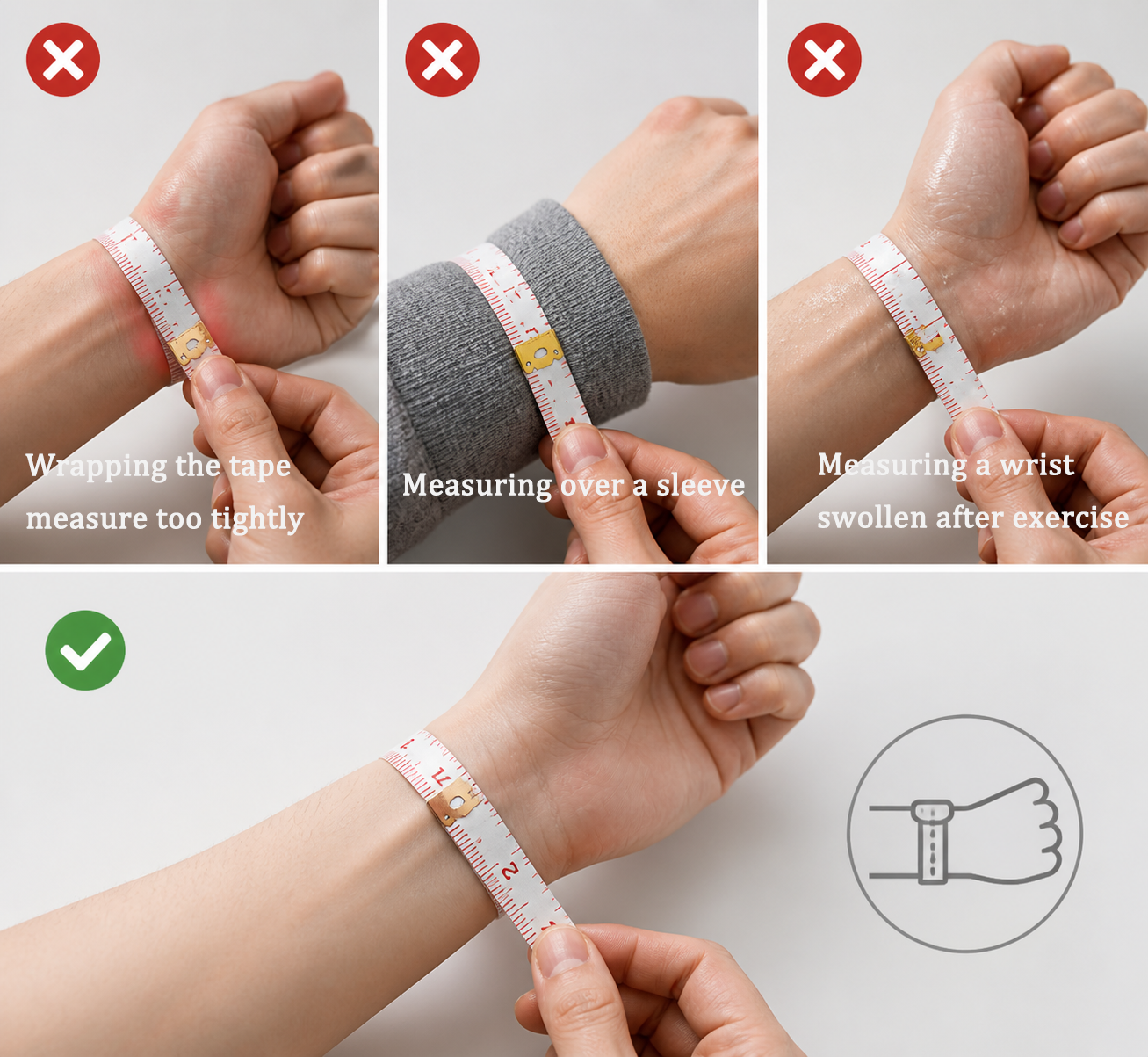 Avoid common mistakes when measuring your wrist size for a watch: don’t wrap the tape too tight, don’t measure over clothing, and don’t measure after exercise. The right way is to measure directly on your bare wrist at a comfortable fit.