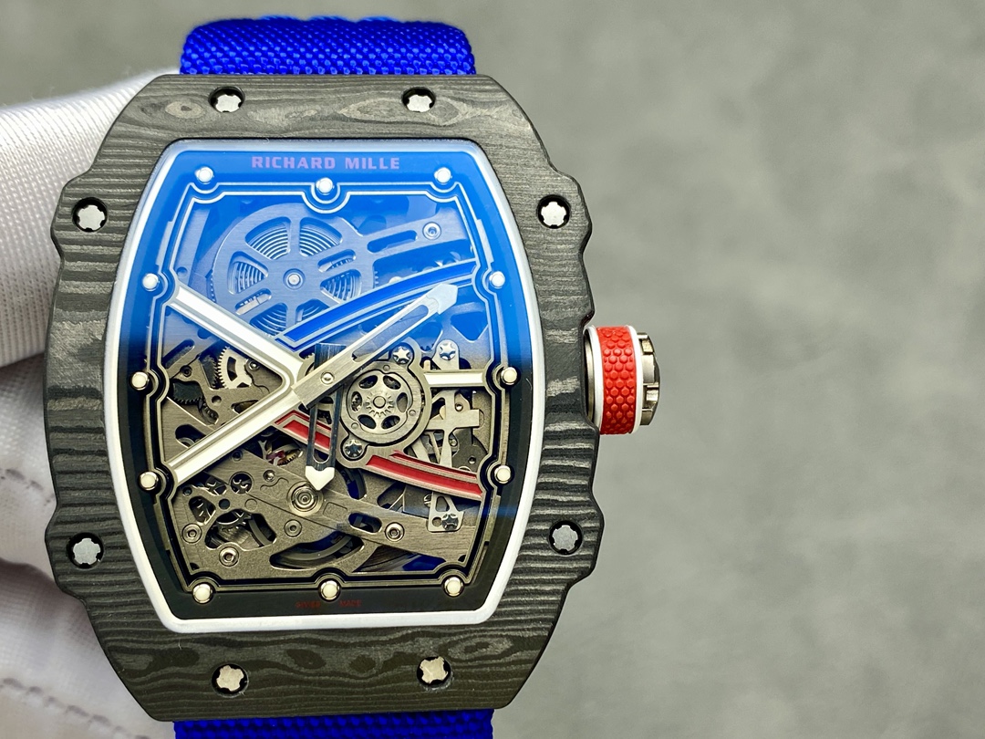 Richard Mille RM67-02 V4 Black Carbon Case Skeleton Dial Blue Sapphire Detail View