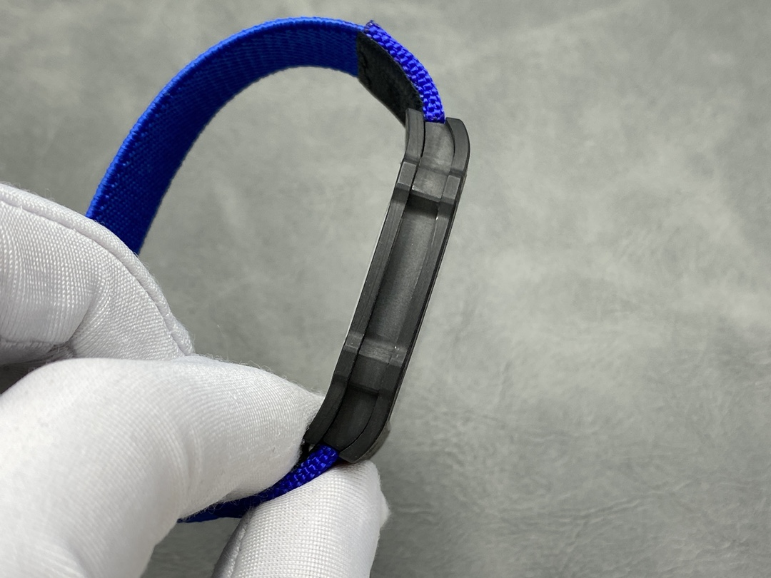 Richard Mille RM67-02 V4 Black Carbon Case Blue Strap Side View