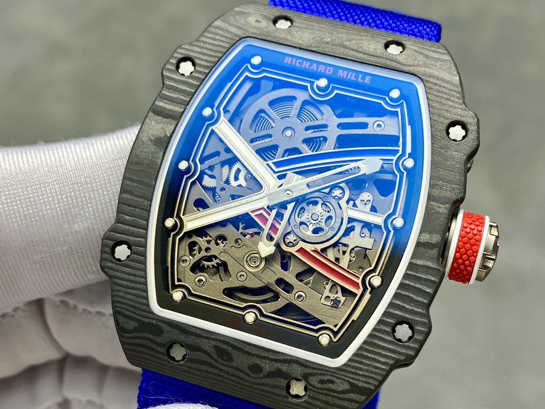 Richard Mille RM67-02 V4 Black Carbon Case Skeleton Dial Blue Sapphire Detail View
