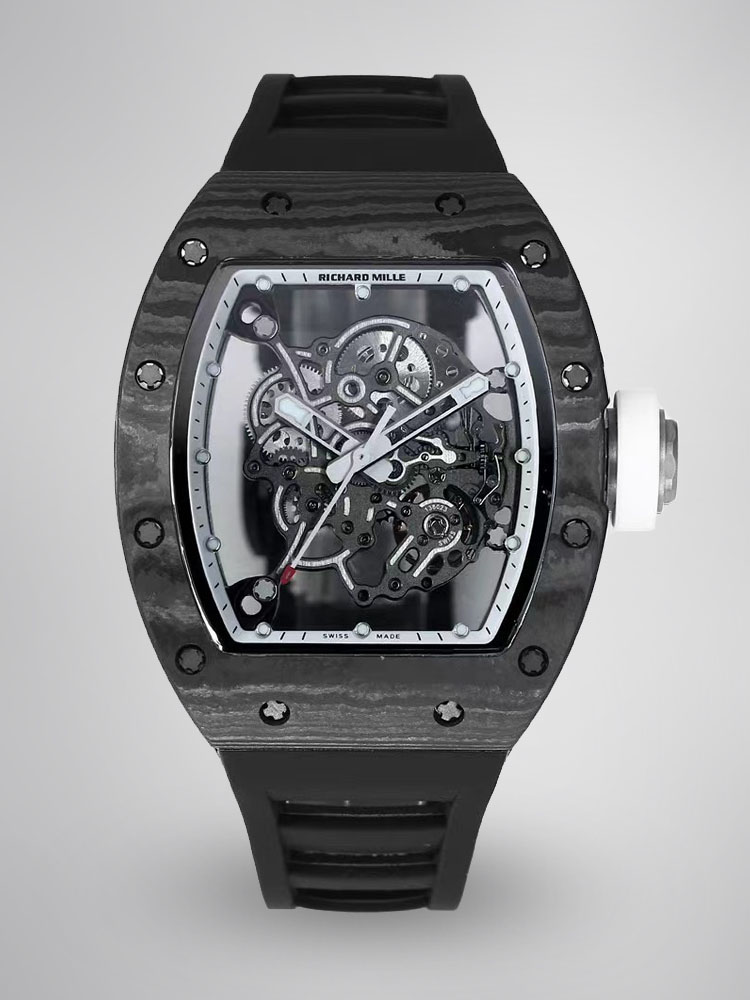 Richard Mille RM055 Black NTPT Carbon Skeleton Dial Black Strap Front View