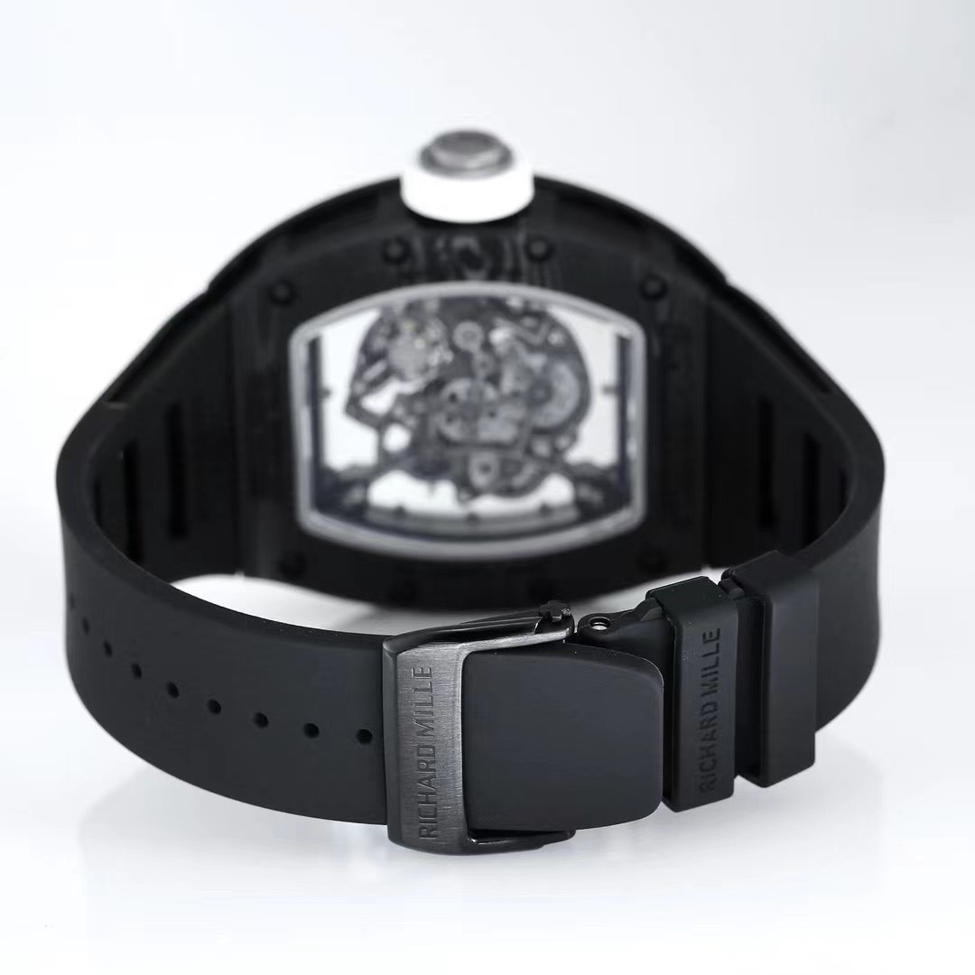Richard Mille RM055 Black NTPT Carbon Black Rubber Strap Buckle Detail View