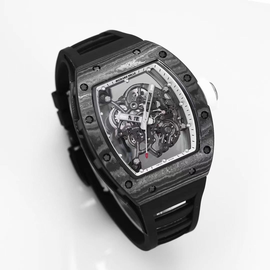 Richard Mille RM055 Black NTPT Carbon Skeleton Dial Black Strap Angled Front View
