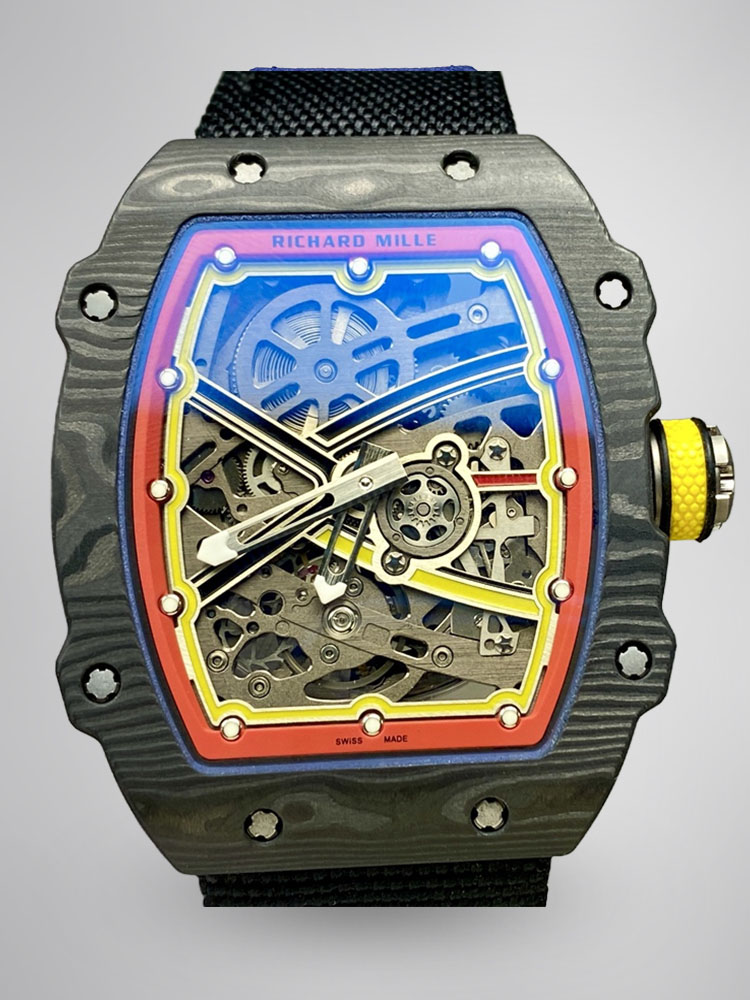 Richard Mille RM67-02 Carbon Fiber Multicolor Skeleton Dial Front View Luxury Sports Watch