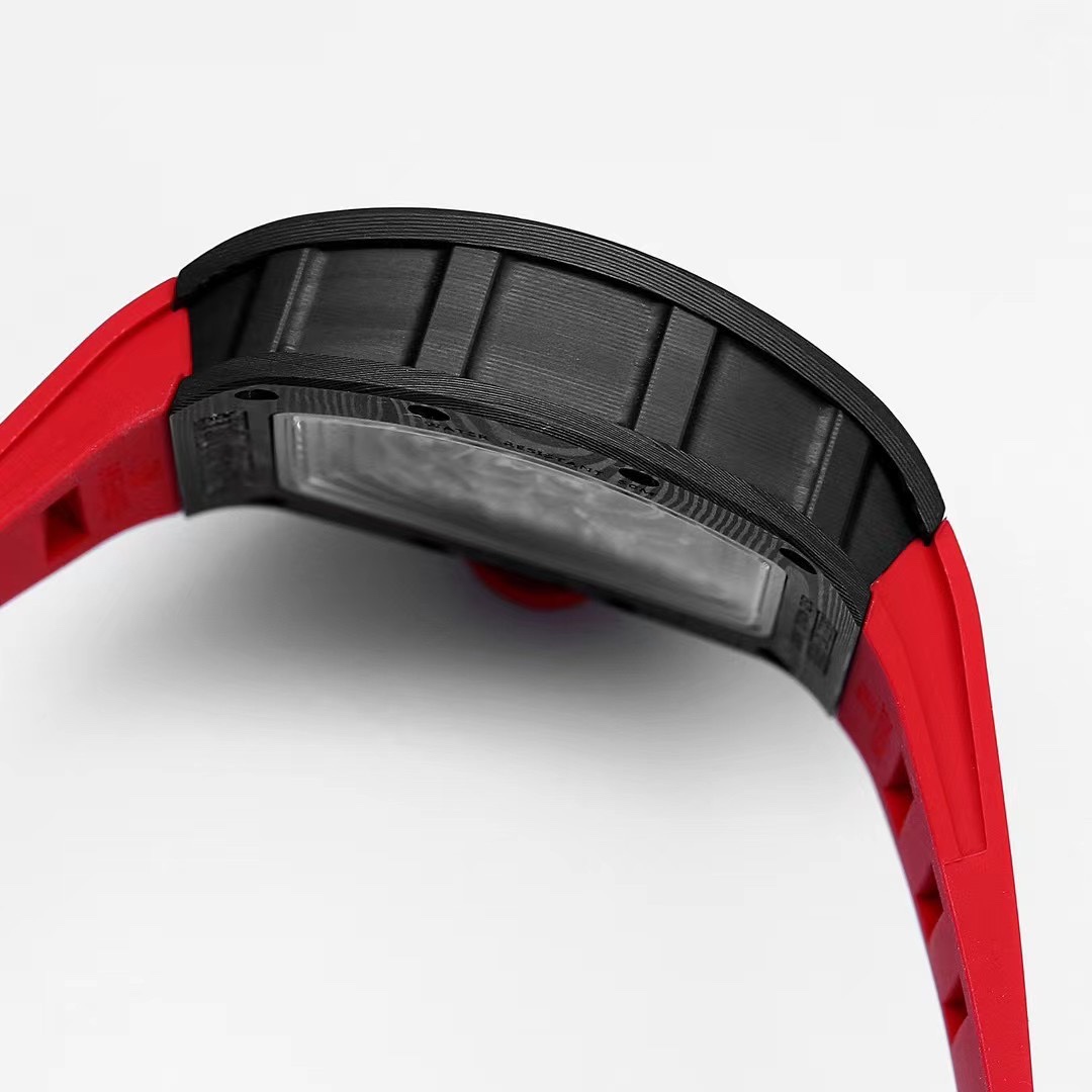 Richard Mille RM055 NTPT Carbon Red Rubber Strap Black Carbon Case Side Profile Detail