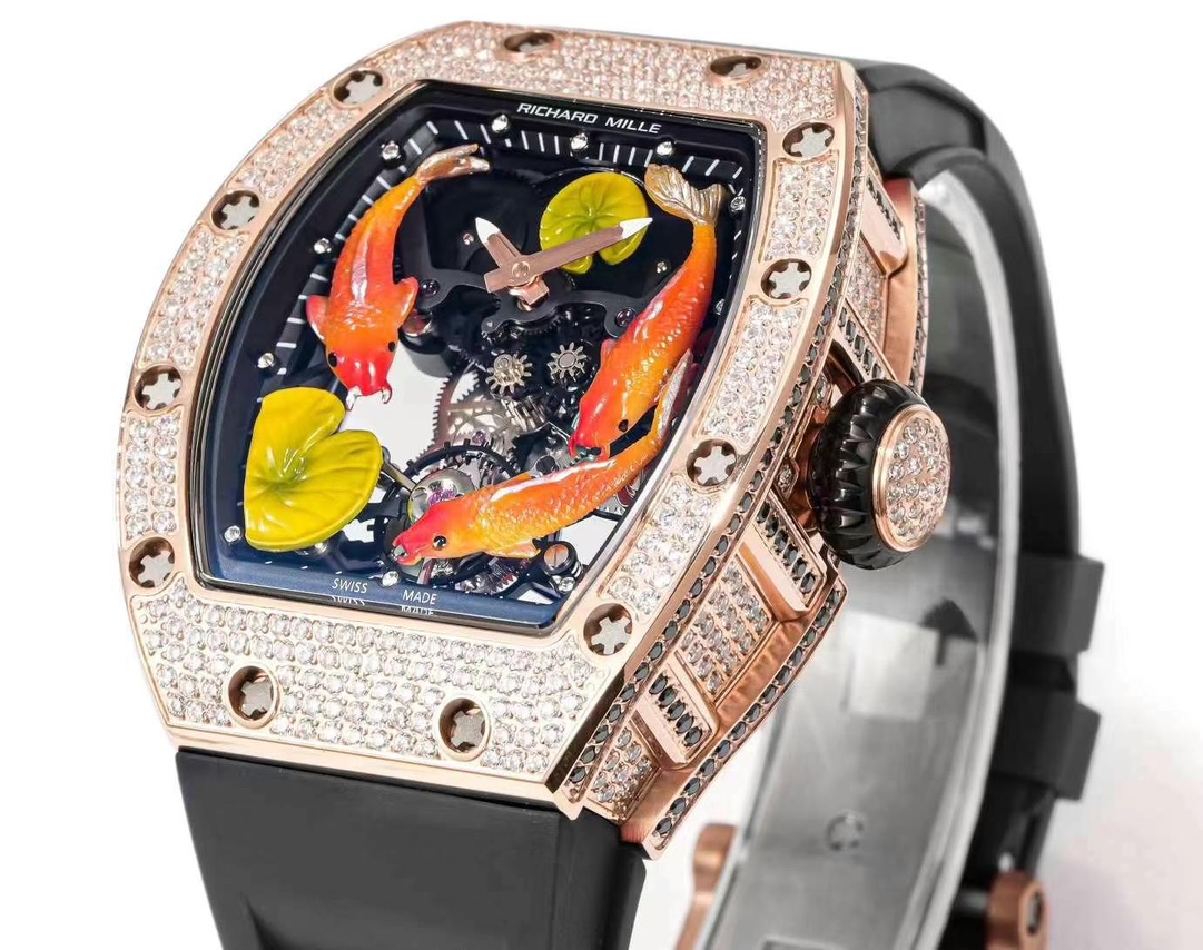 Richard Mille RM S10 Koi Tourbillon Rose Gold Diamond Case Side Detail