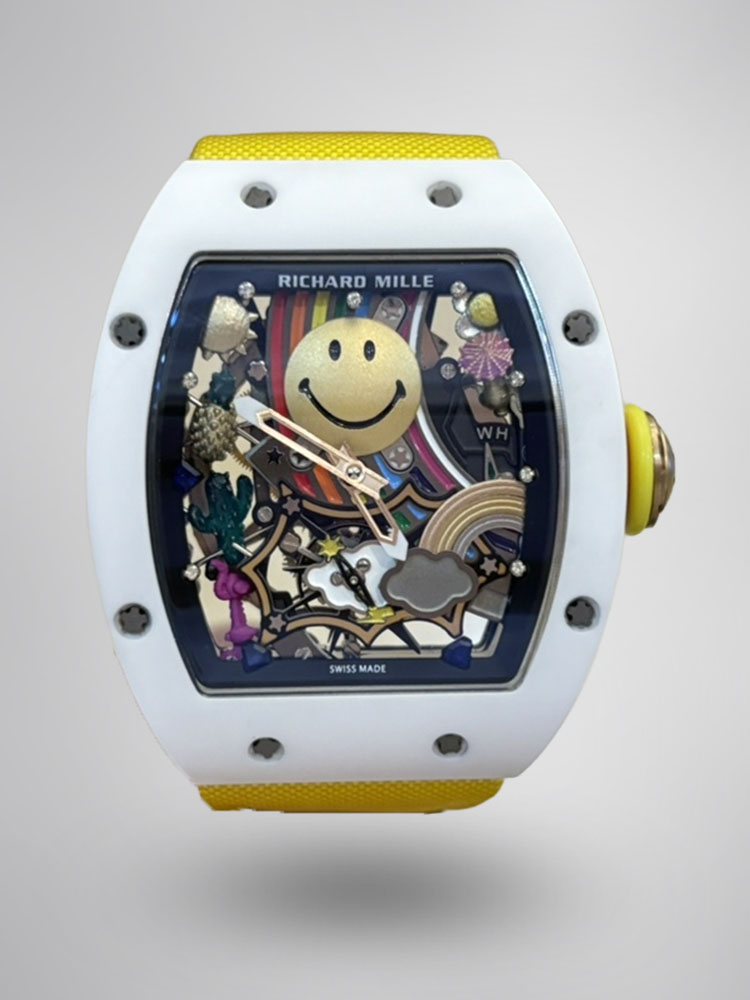 Richard Mille RM 88 Smiley White Case Yellow Nylon Strap Openworked Dial Front View
