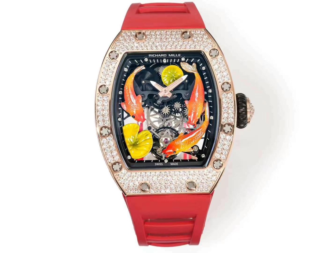 Richard Mille RM S10 Koi Tourbillon Rose Gold Diamond Full Watch Front Display
