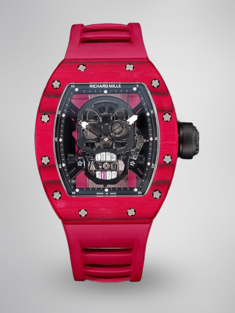 Richard Mille RM52 Tourbillon Red Ceramic Red Rubber Strap Front View