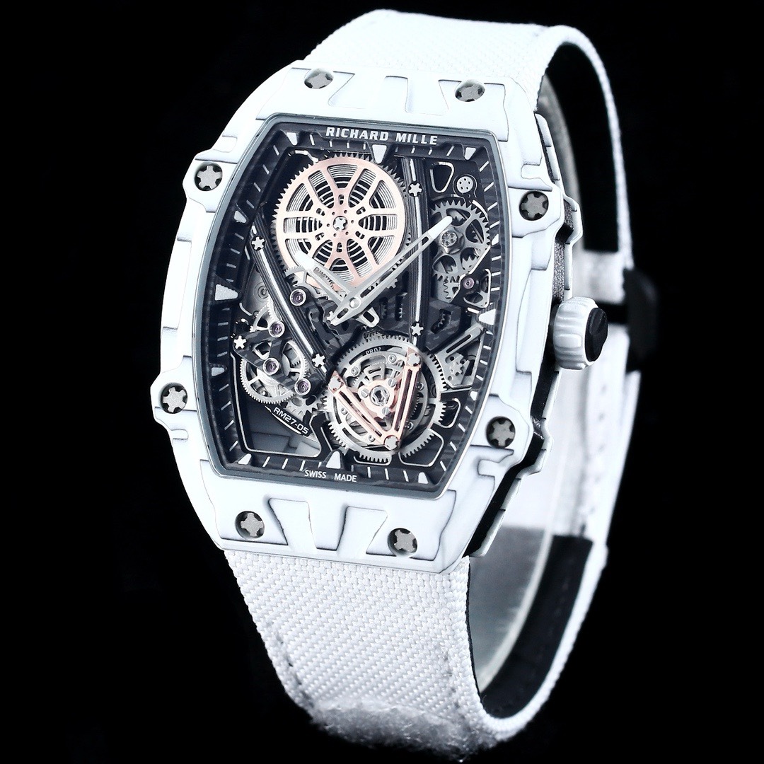 Richard Mille RM27-05 Rafael Nadal Flying Tourbillon White Case White Nylon Strap Side View