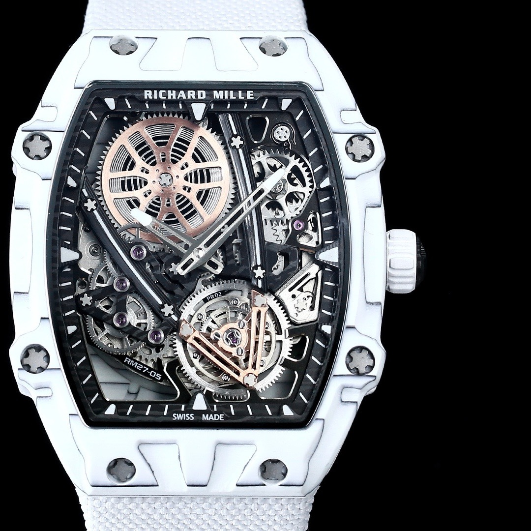 Richard Mille RM27-05 Rafael Nadal Flying Tourbillon White Case Skeleton Dial Detail