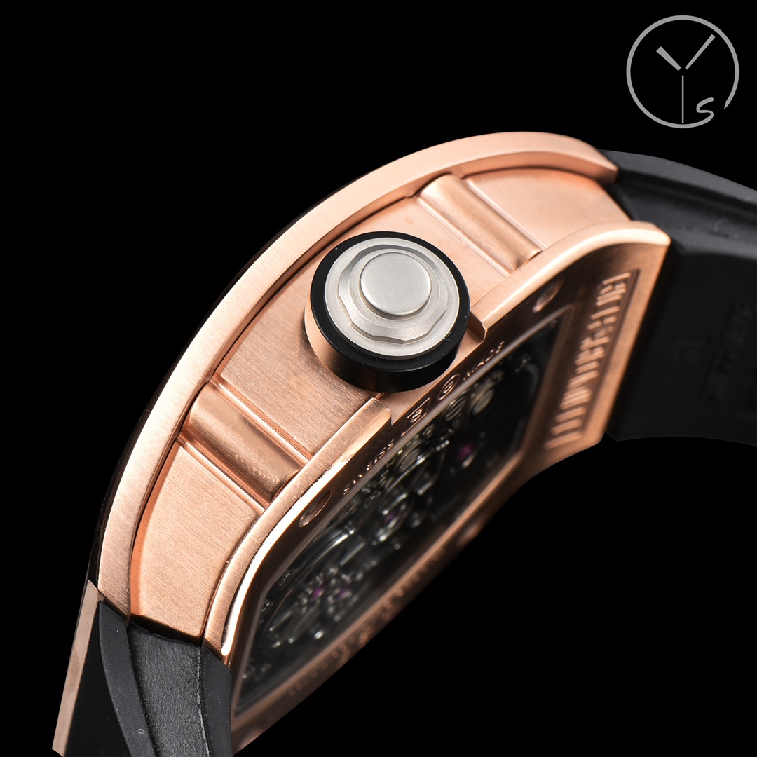 Richard Mille RM001 Rose Gold Black Dial Crown Detail Side View
