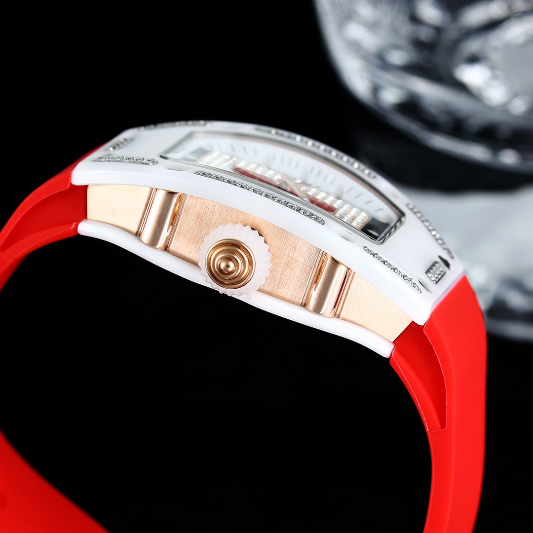 Richard Mille RM07-01 Ceramic Diamond Red Rubber Strap White Case Side Profile View