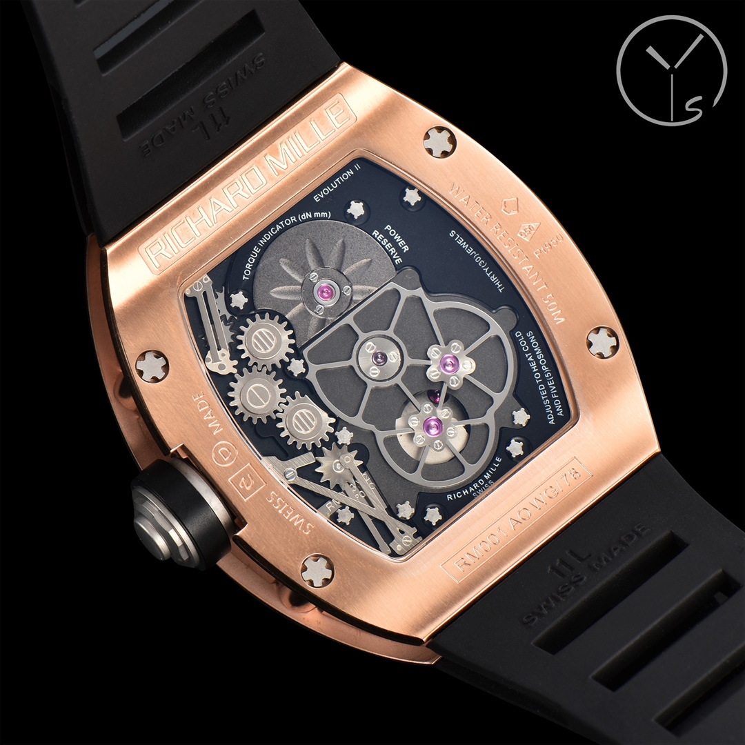 Richard Mille RM001 Rose Gold Caseback Movement Detail