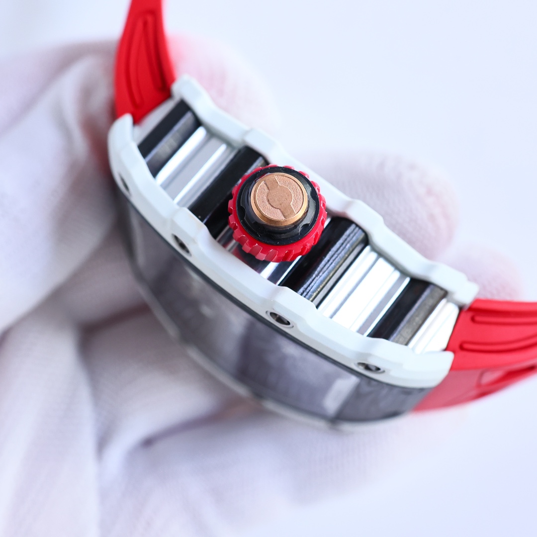 Richard Mille RM21-02 Tourbillon Aerodyne White Case Crown Macro Detail