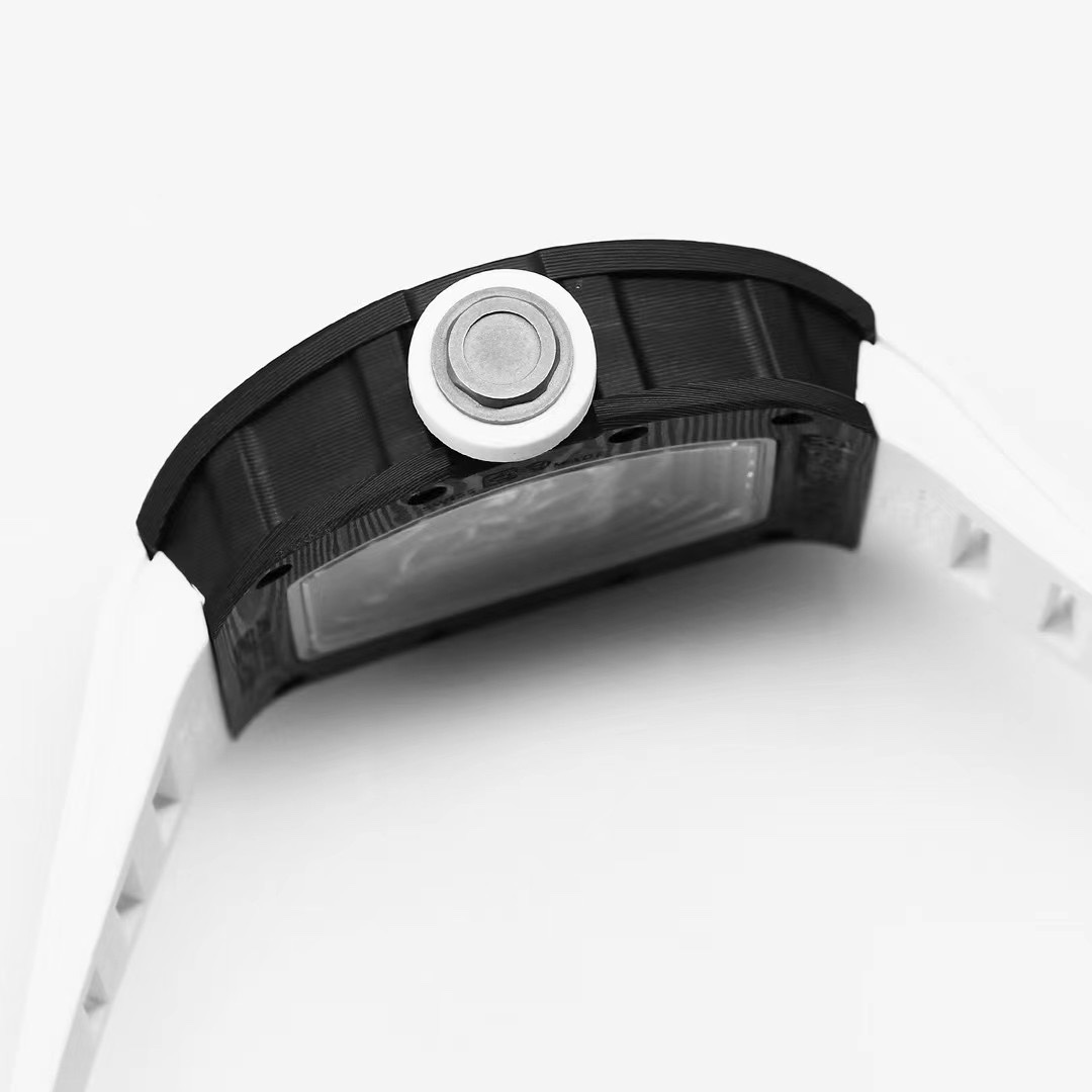 Richard Mille RM055 NTPT Carbon Case White Rubber Strap Crown Side Detail