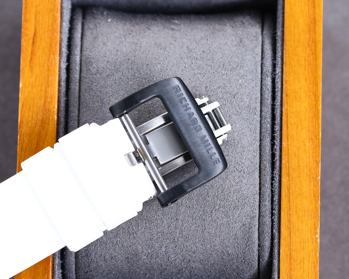 Richard Mille RM50-03 McLaren White Carbon Fiber Case White Strap Buckle Clasp Detail View