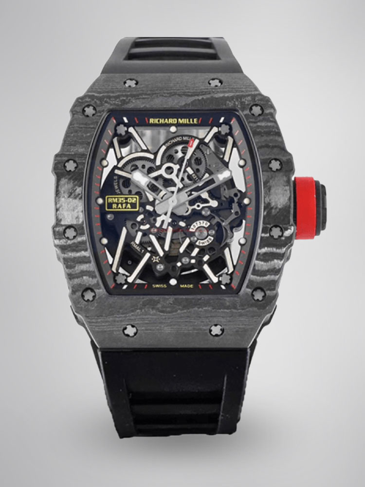 Richard Mille RM35-02 Carbon Fiber Skeleton Dial Black Rubber Strap Front View
