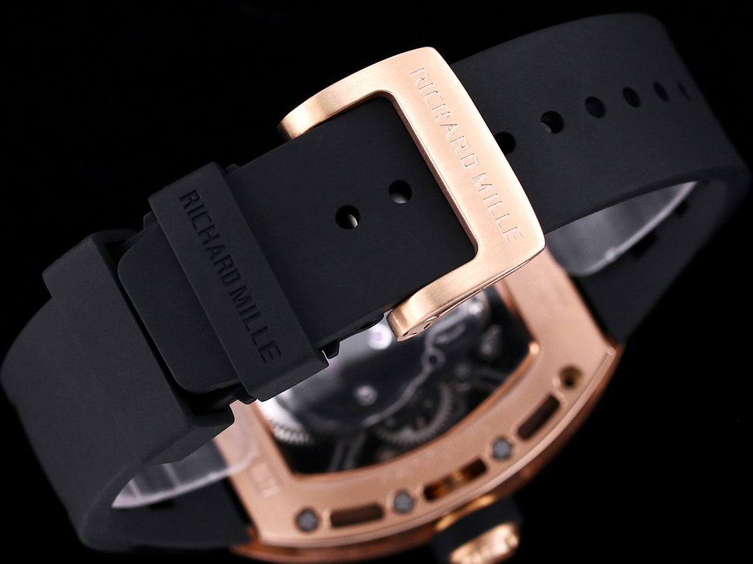 Richard Mille RM052 Collection RM052 Black Rubber Strap with Rose Gold Buckle Detail View
