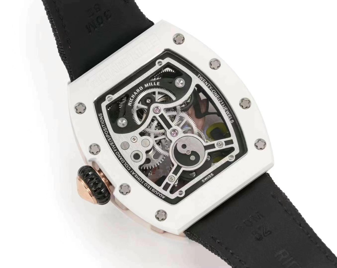 Richard Mille RM S10 Koi Tourbillon White Ceramic Case Transparent Back Movement Detail View