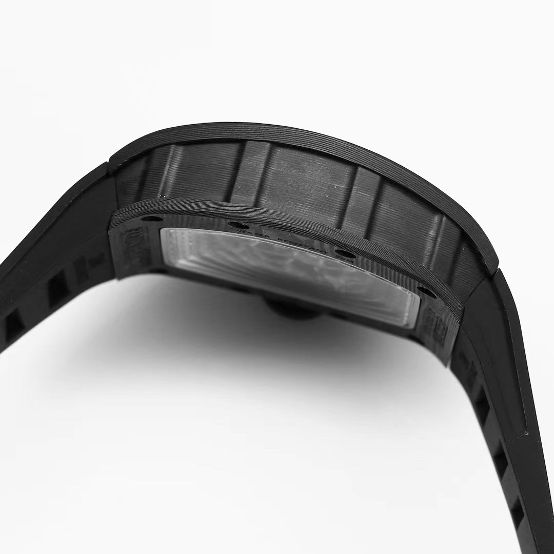 Richard Mille RM055 Carbon Fiber Black Case Black Rubber Strap Case Side View