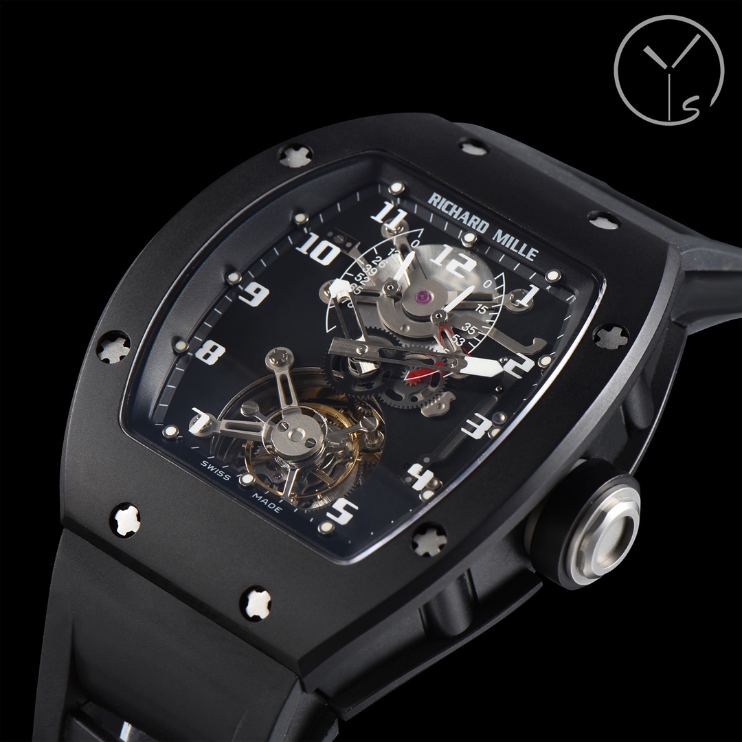 Richard Mille RM001 Tourbillon Black Case Crown Side Detail