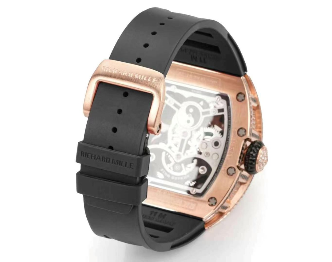 Richard Mille RM S10 Koi Tourbillon Rose Gold Diamond Black Rubber Strap Back View