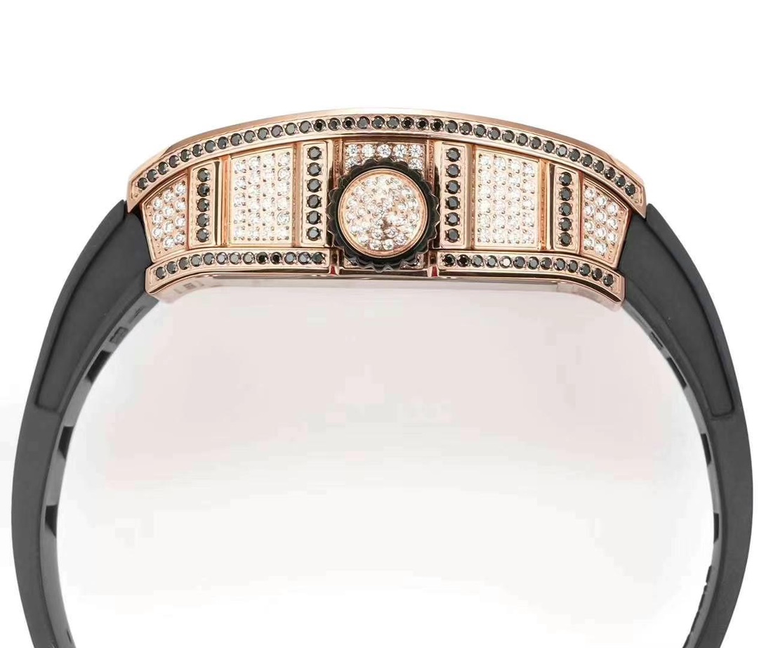 Richard Mille RM S10 Koi Tourbillon Rose Gold Diamond Side Profile Crown Detail
