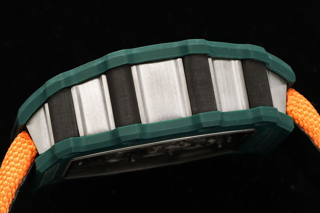 Richard Mille Aerodyne Collection RM21-02 Green Orange Side View Layered Case Structure Detail