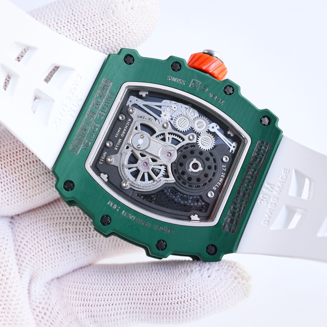 Richard Mille RM21-02 Tourbillon Aerodyne Carbon Fiber Skeleton Movement Caseback View