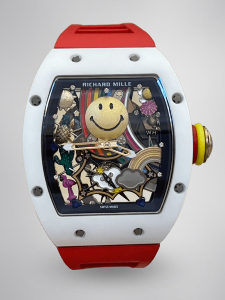 Richard Mille RM 88 Smiley Tourbillon White Case Red Rubber Strap Front View
