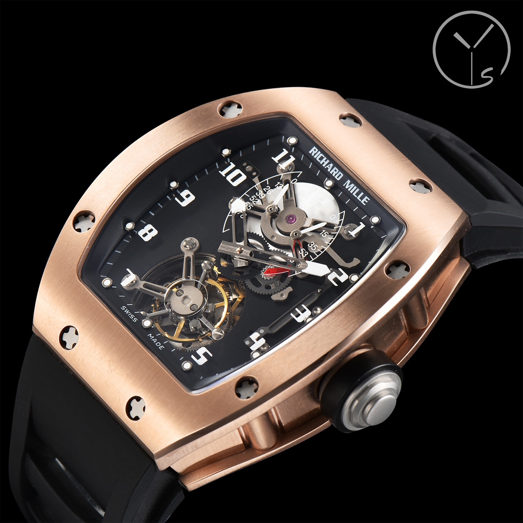 Richard Mille RM001 Rose Gold Black Dial Angled Side View