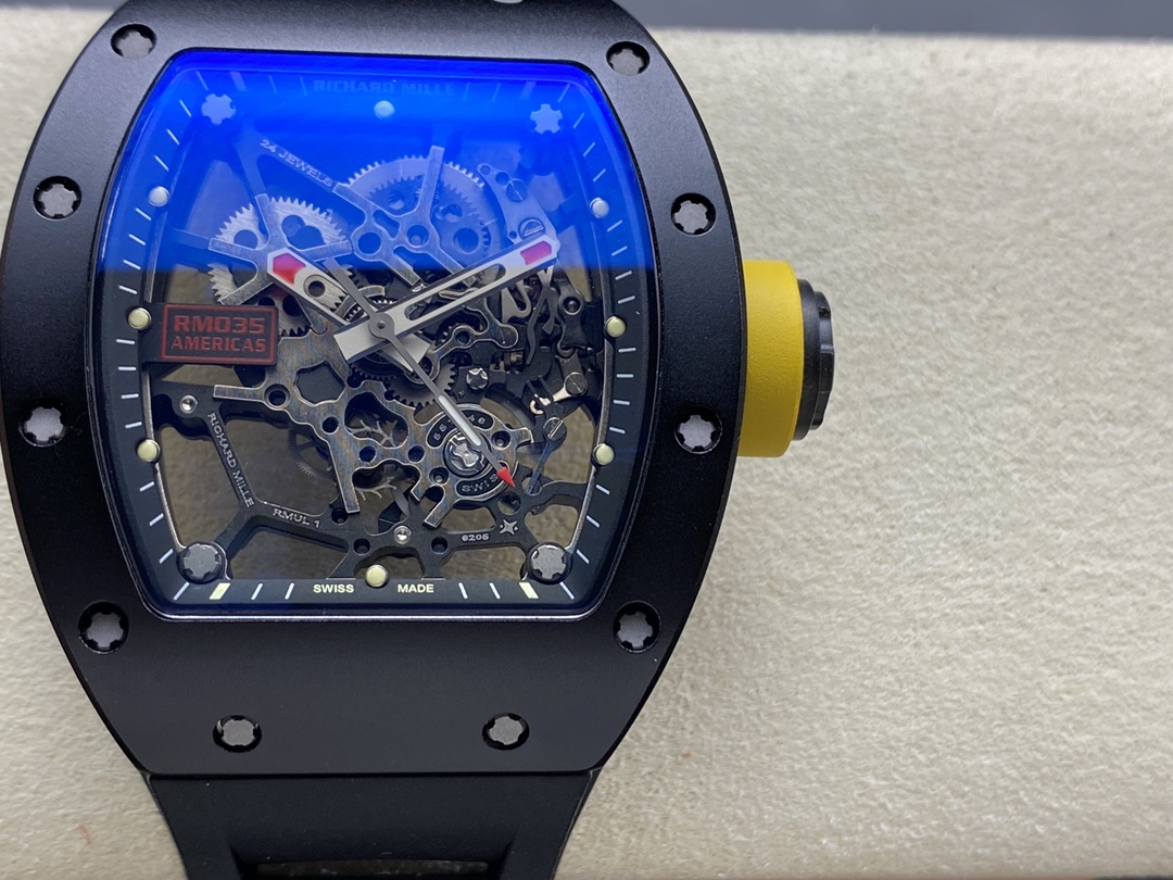 Richard Mille RM035 Rafael Nadal Americas Limited Edition Black Rubber Strap Dial Close-Up