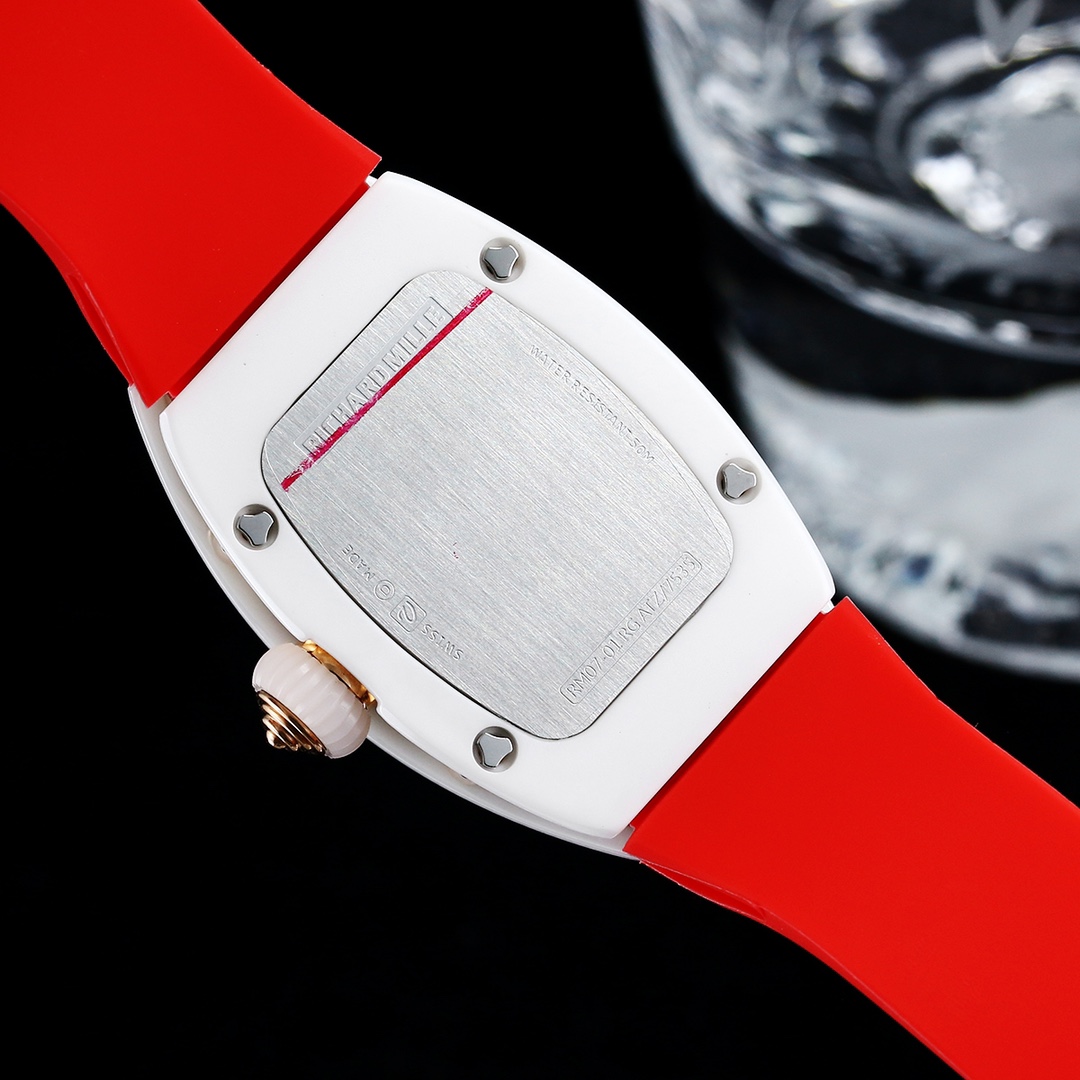 Richard Mille RM07-01 Ceramic Diamond Red Rubber Strap White Case Caseback Detail View