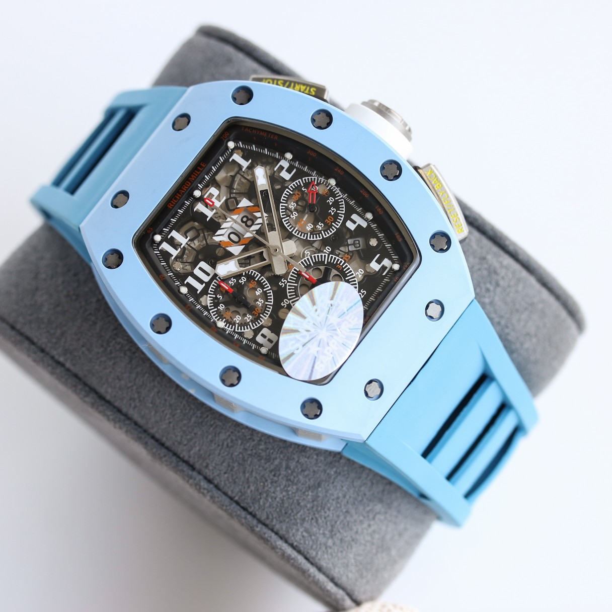 Richard Mille RM11-03 Chronograph Carbon Fiber Blue Ceramic Perspective View
