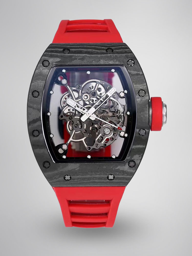 Richard Mille RM055 NTPT Carbon Red Rubber Strap Black Carbon Case Front View