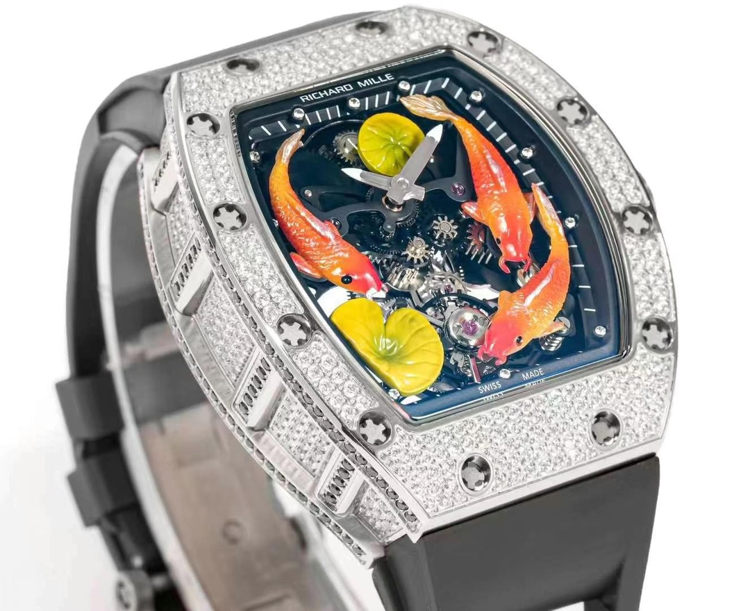 Richard Mille RM S10 Koi Tourbillon Diamond Case Angled Side Profile